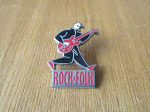 古いピンバッジ：ROCK FOLK ロック ギター 人物 ピンズ C