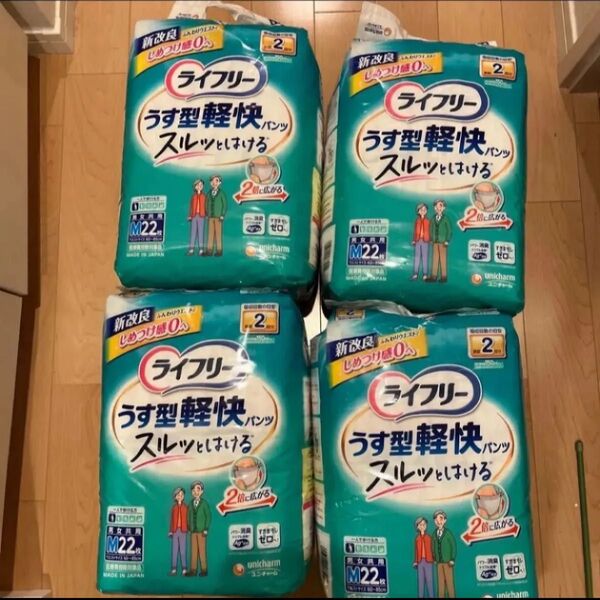 ライフリー うす型軽快パンツ スルッとはける 男女共用 サイズ M 88枚(22枚入×4袋)