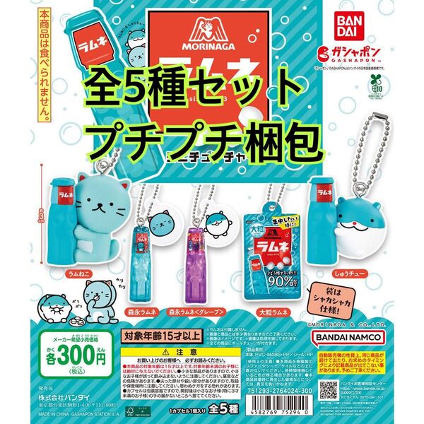 森永ラムネ ラムねこ・しゅうチュー ミニチュアチャーム全5種セット