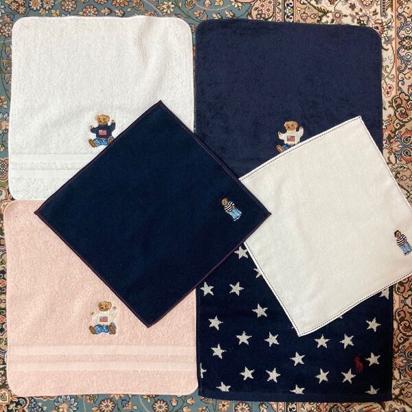 新品ラルフローレン ポロベア ウォッシュタオル6枚セット Ralph Lauren POLO ハンカチ ハンドタオル
