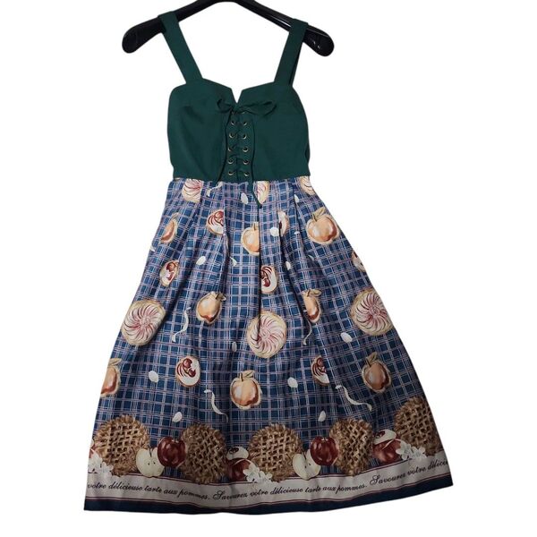 axes femme POETIQUE アップルパイ柄 ジャンバースカート