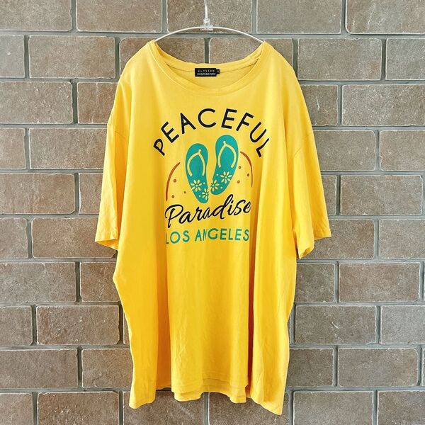 ELYSION 大きいサイズ メンズ 半袖 Tシャツ 5Lサイズ イエロー