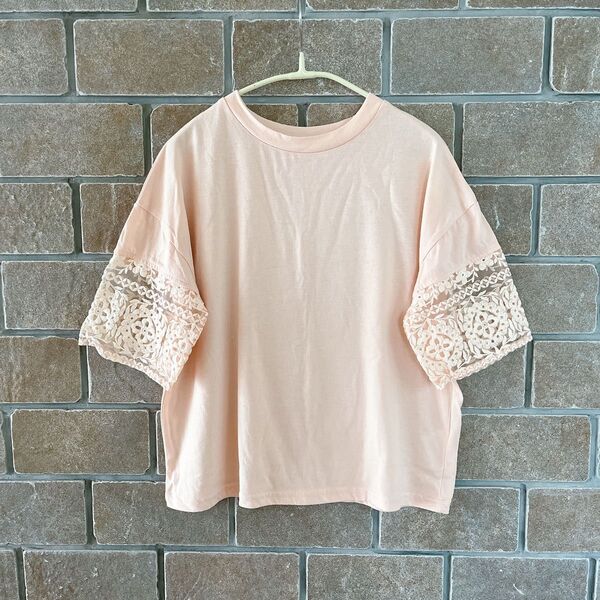 MOCA セレクトモカ 袖レース 半袖 Tシャツ ピンク フリーサイズ