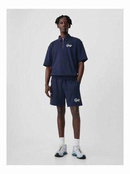 GAP ギャップ セットアップ ハーフジップ スウェット ショートパンツ ハーフパンツ Tシャツ ネイビー 紺色 新品 上下L