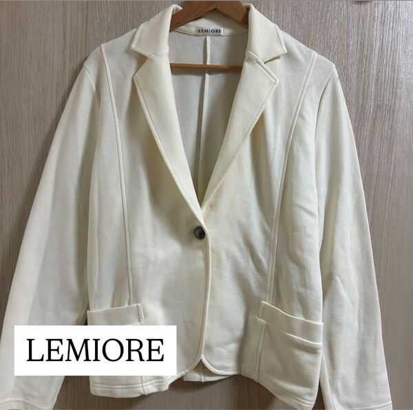 LEMIORE レミオーレ ジャケット LLサイズ オフホワイト ホワイト おしゃれ 大きめ ゆったり 美品