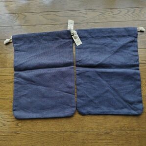 無印良品 巾着 ネイビー 2枚セット