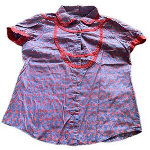 ツモリチサト TSUMORI CHISATO ブラウス トップス 半袖シャツ 猫花柄うにこちゃん?