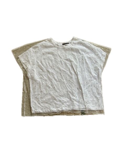 フラボア FRAPBOIS チュールレース半袖Tシャツ カットソー ブラウス水玉ドットブラウス