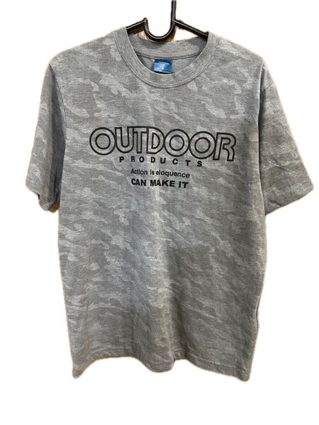OUTDOOR PRODUCTS Tシャツ グレー 迷彩柄(Mサイズ)