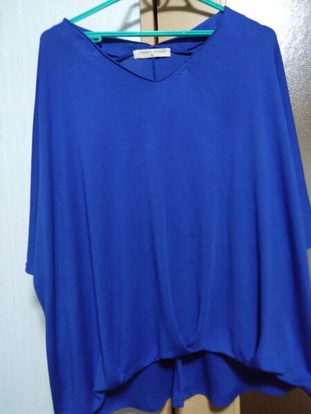 大きいサイズ レディース トップス カットソー Tシャツ ドルマン ロイヤル ブルー 青 ストレッチ 4L 5L 6L ビッグ