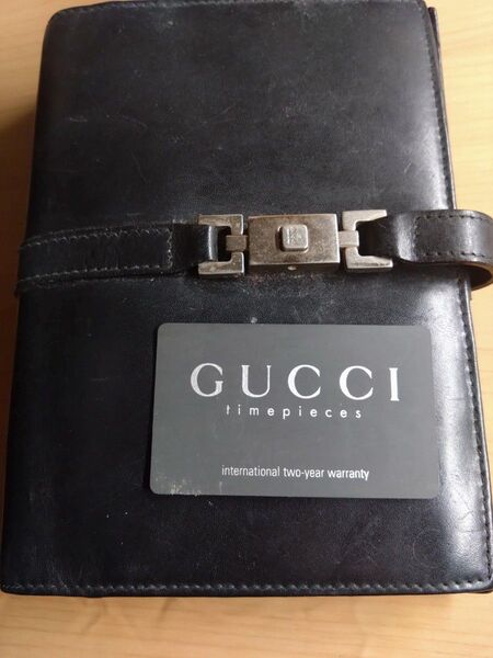 GUCCI グッチ レザー 手帳 シルバー メンズ レディース ユニセックス Londonで購入 正規品 ブラック 黒