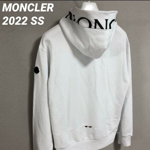 モンクレール 2022SS MONCLER フードロゴ パーカー 白 春夏モデル
