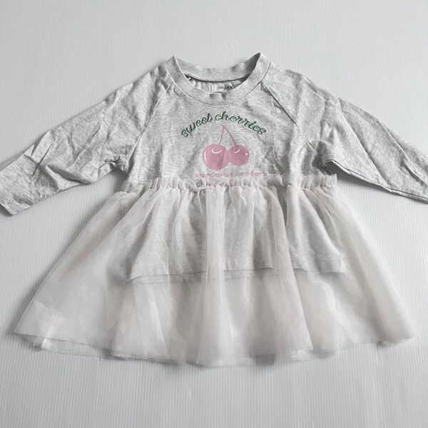 nayun さくらんぼ柄ロゴ刺繍チュールロンT バースデイ しまむら