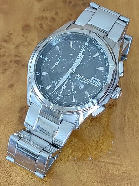 セイコー SEIKO ワイアード WIRED メンズ腕時計 クロノグラフ ブラック 7T92-0GB1 AGBV139