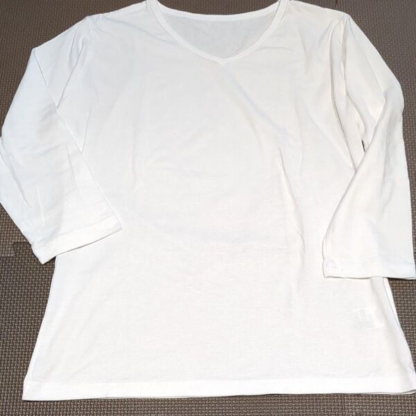 レディース 七分袖 白 Vネック Tシャツ サイズL 未使用