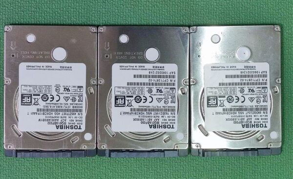 HDD500GBx2+ 320GBx1 3点セット 2.5インチ7mm 5400RPM(Toshiba)