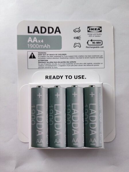 IKEA LADDA 単3充電池 ニッケル水素電池 単3形4本セット 1900mAh 単3電池 イケア 日本製