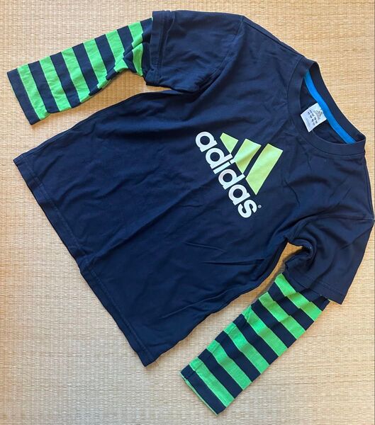 アディダス 長袖Tシャツ 130 綿100% スポーツ Tシャツ サッカー 長袖 ロンT adidas
