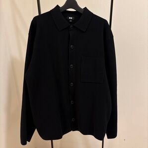 ミラノリブシャツカーディガン ユニクロ 黒L