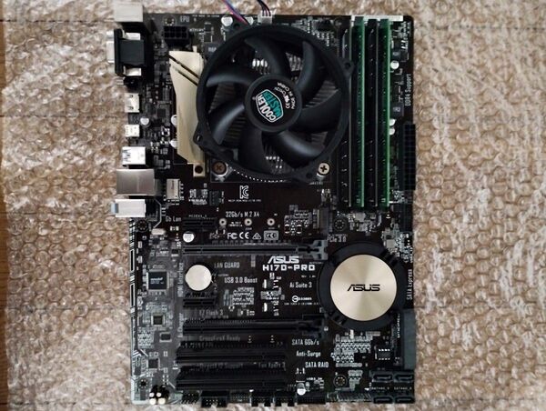 ジャンク ASUS H170-PRO マザーボード CPUG3900 メモリ4gb×4