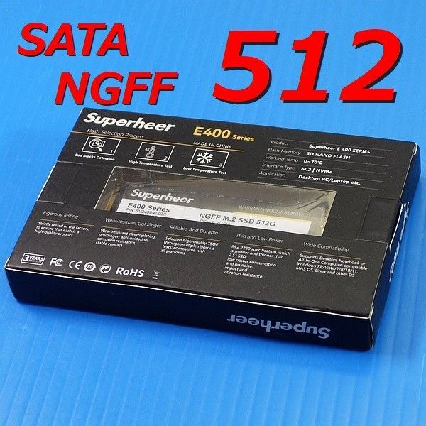 【SSD 512GB】SUPERHEER E400 M.2 SATA NGFF