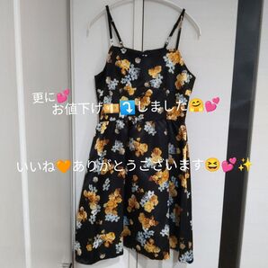 ロイヤルパーティーブラック花柄 キャミソールワンピースです(^.^)♪~