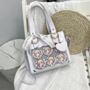 【新品】痛バッグ 白クロコ 透明窓 2way 推し活 多収納 映え 超可愛い ミニトート