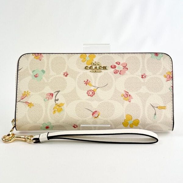 【COACH】アウトレットコーチ レディース ラウンドジップ ミスティカル フローラル 長財布 ホワイト