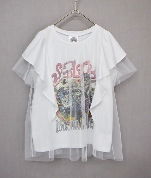 キャッツ柄 チュール重ねTシャツ
