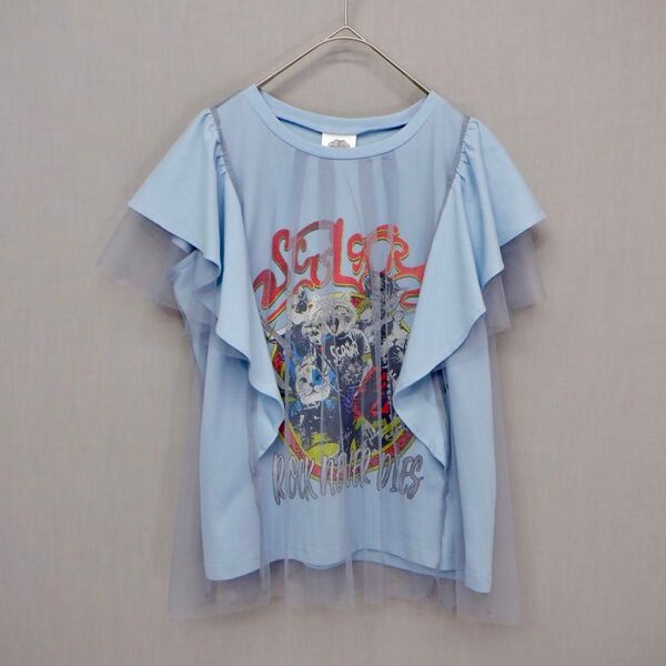 キャッツ柄 チュール重ねTシャツ