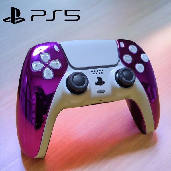 PS5 DualSense カスタム シェル新品 純正 クロームパープルホワイト ワイヤレスコントローラー