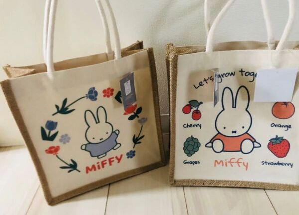 新品ミッフィー ジュートトートバッグmiffy2点セット