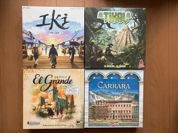 新品未開封 ボドゲ4点セット TIKAL エルグランデ カッラーラの宮殿 ティカル IKI 未使用ボードゲーム