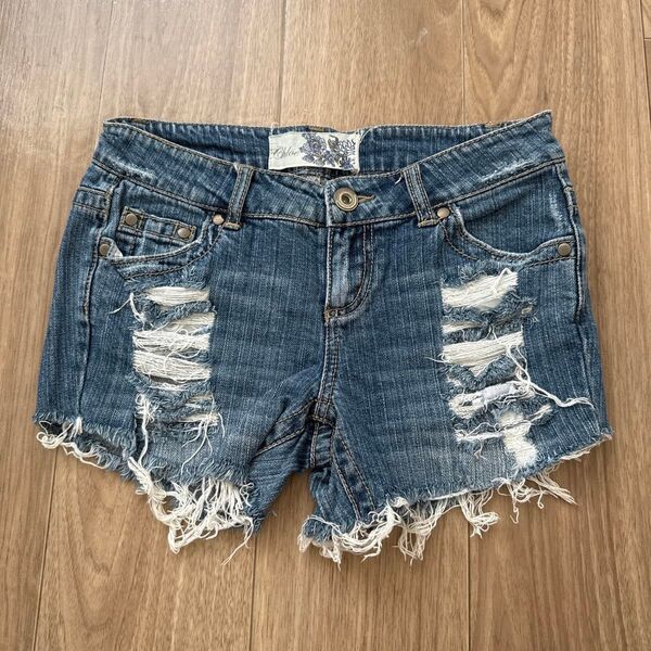ショートパンツ デニム カットオフ デニムショートパンツ ダメージデニム ダメージショートパンツ
