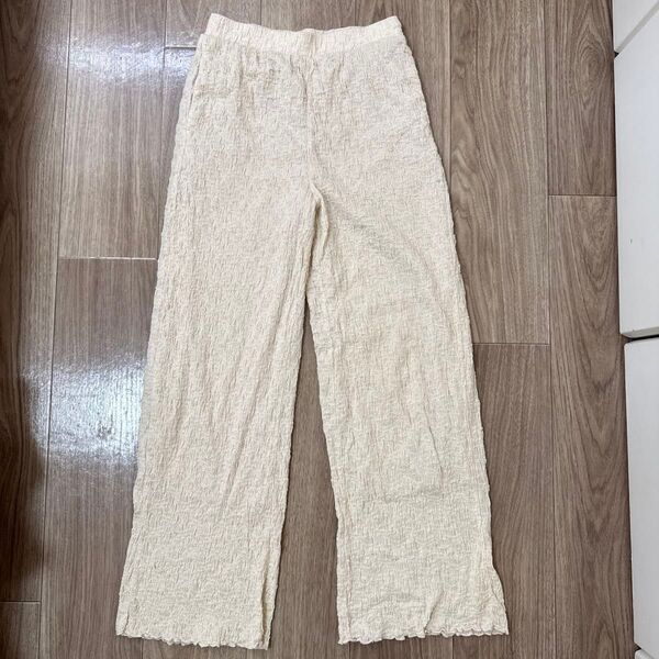 パンツ ボトムス ベージュ スラックス ウエストゴム イージーパンツ ストレート テーパードパンツ