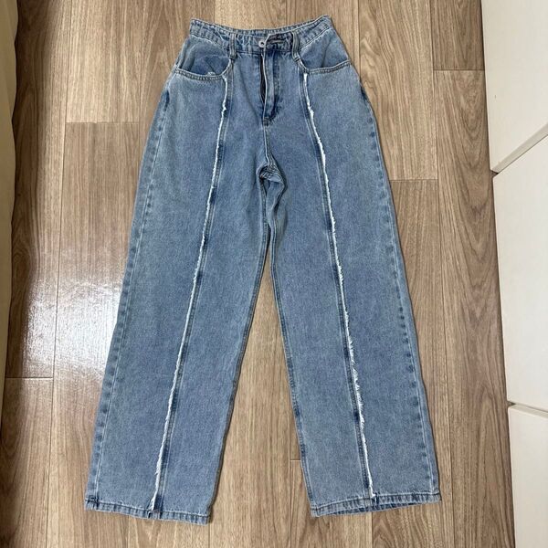 デニムパンツ パンツ デニム ジーンズ ボトムス ボトムスデニム ワイドパンツ 男女兼用 ハイウエスト