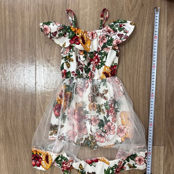 ワンピース ノースリーブ 花柄 肩出し 子供服 女の子服 ロングワンピース 夏服 シースルースカート