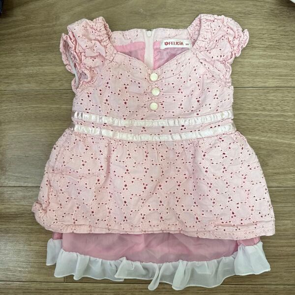 ワンピース 女の子 キッズ ピンク 子供服 女児 ボリュームスカート ハート柄