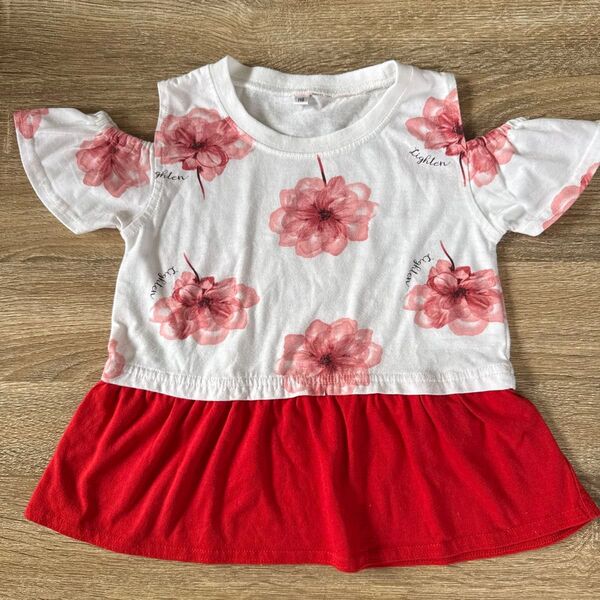 半袖 女児 ワンピース チュニックワンピ 半袖チュニックTシャツ オフショルトップス 女の子服 子供服 110