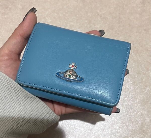 ヴィヴィアンウエストウッド Vivienne Westwood 財布 三つ折り財布 折りたたみ財布 小銭入れ付き がま口 ブルー