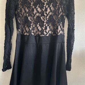 Newlyme ニューリーミー長袖 ワンピース レース ブラック 膝丈 3L xxl