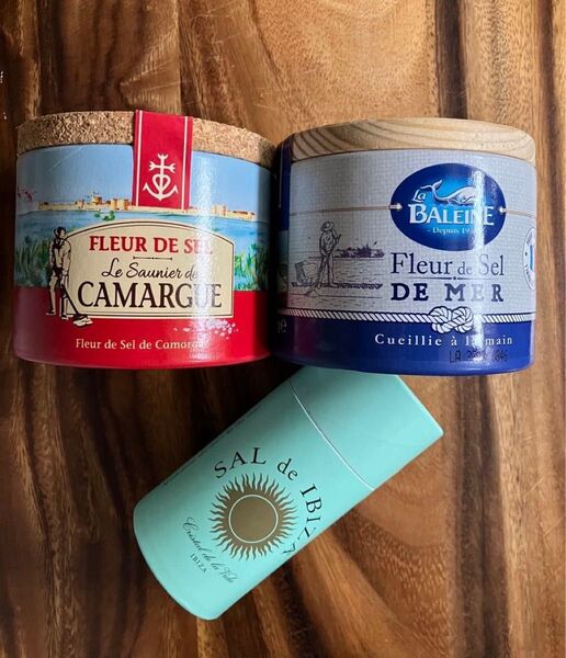 フランス・スペイン高級塩 3個セット フルールドセル Fleur de sel 塩の花 カマルグ ラバレーヌ サルデイビザ