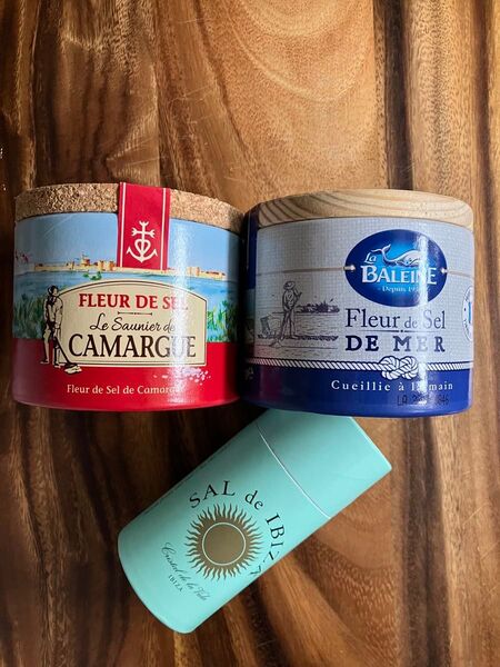 フランス・スペイン高級塩 3個セット フルールドセル Fleur de sel 塩の花 カマルグ ラバレーヌ サルデイビザ