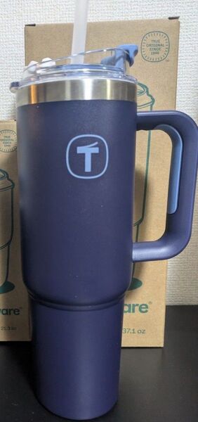 未使用★Tupperware ステンレスタンブラー★ネイビー 1.1L キャンプ トレーニング ビックT タッパーウエア
