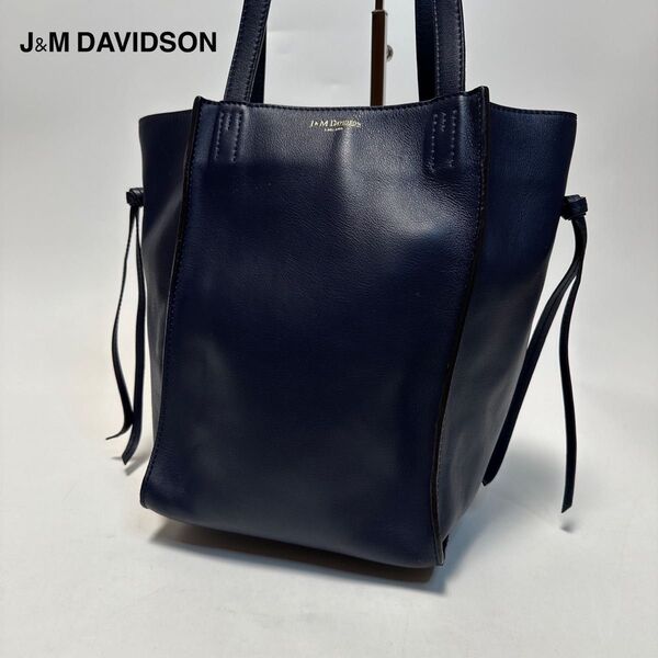 o77【美品】J&M DAVIDSON ベル ミニ レザー ネイビー トートバッグ ハンドバッグ ショルダーバッグ