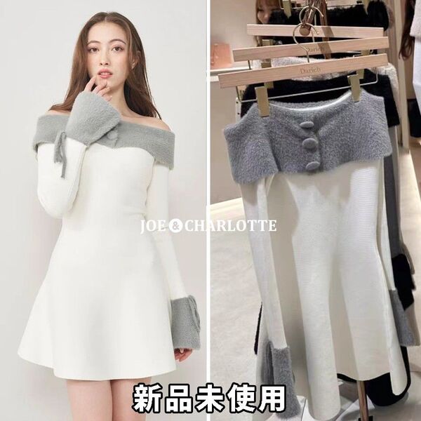 ダーリッチ darich オフショルシャギーニットミニワンピース GRY FREE