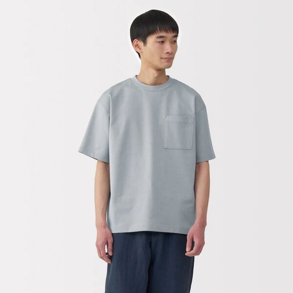 無印良品 涼感UVカットワイド半袖Tシャツ ライトブルー XL
