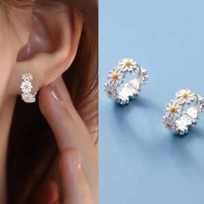 シルバー925 フラワーリングピアス レディース 可愛い 花