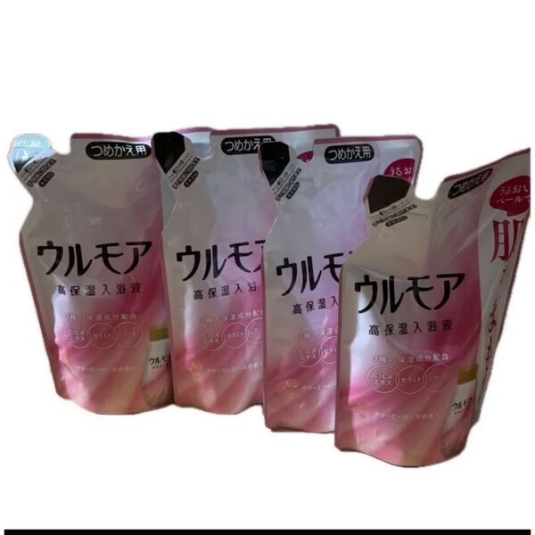 保湿入浴液 ウルモア クリーミーローズの香り 4袋セット詰替用 480ml