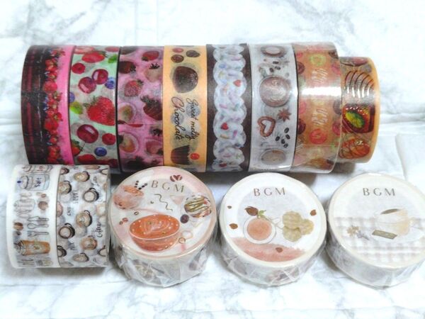 BGM等 マスキングテープ まとめ売り チョコレート、カフェ系 13本